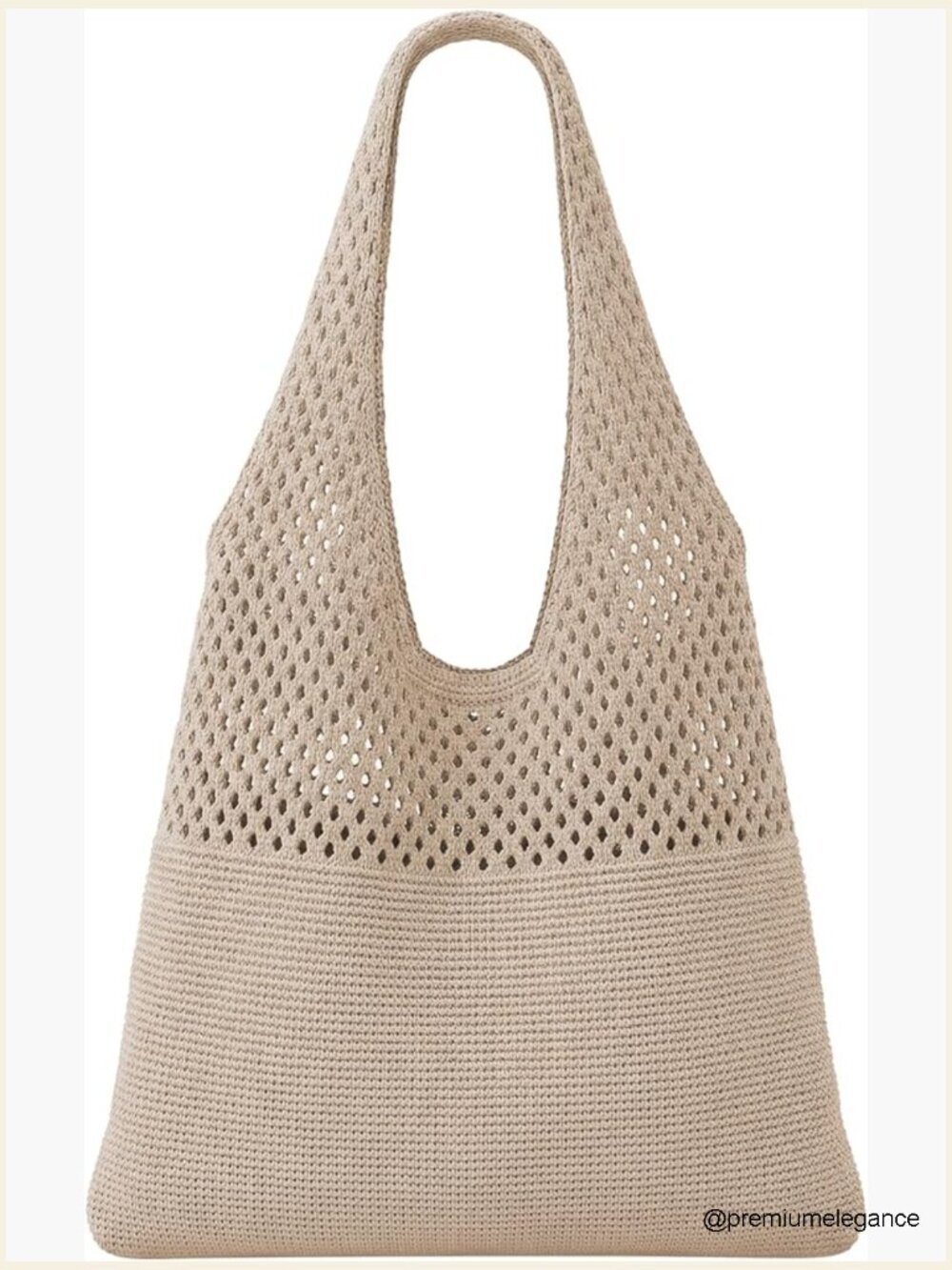Crochet Mesh Beach Tote Bag, Knit Summer Vacation Aesthetic Boho Bag